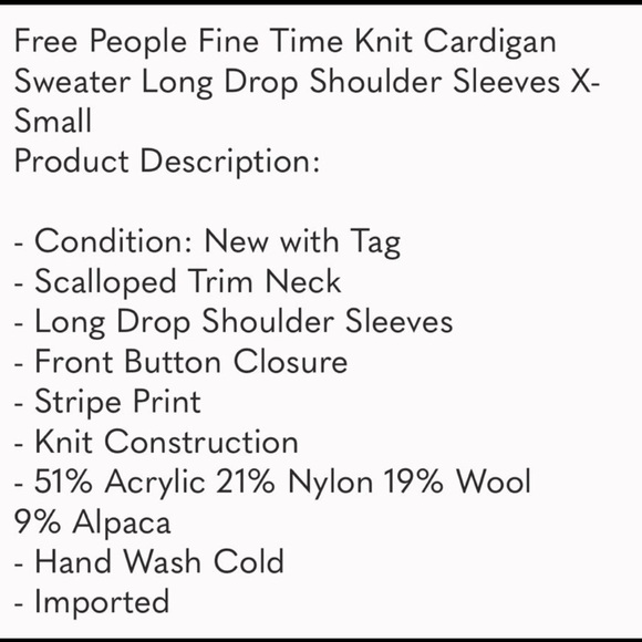 🎉SALE🎉Free People Fine Time Knit Cardigan Sweater/ Neptune/ XS - Picture 8 of 9